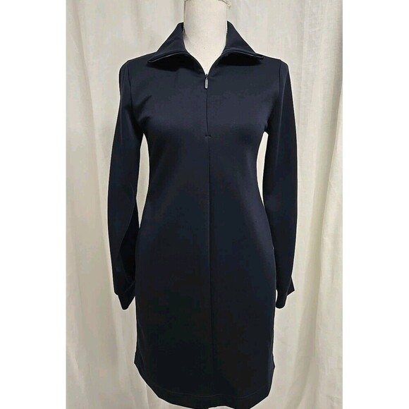 ATHLETA Allure 1/4 Zip Long Sleeve Dress Navy Blue Pockets Women’s Size XXS - Picture 3 of 11
